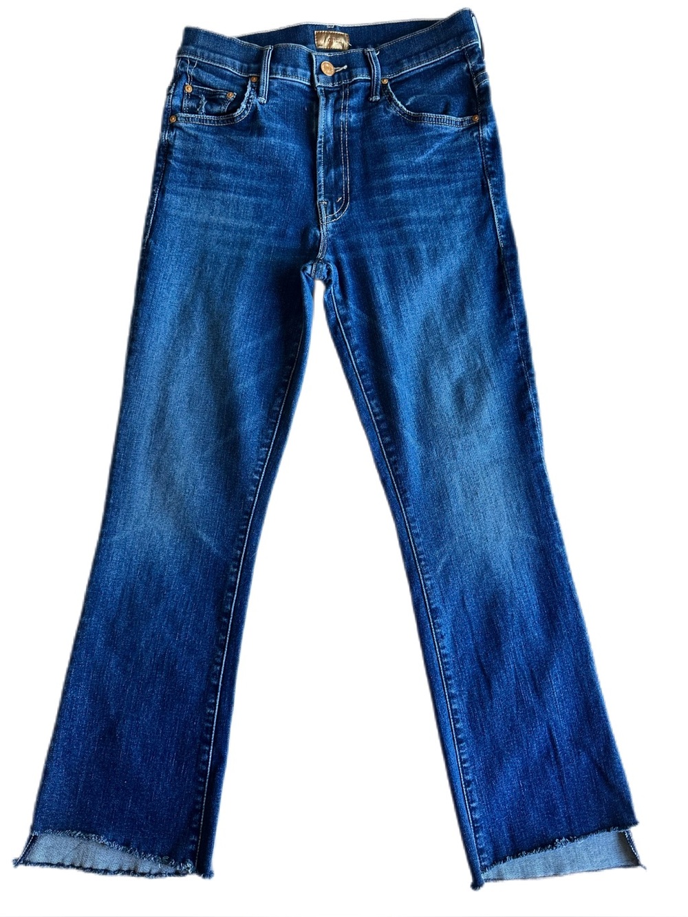 MOTHER The Insider Crop Step Fray Teaming Up Bootcut Jeans 27